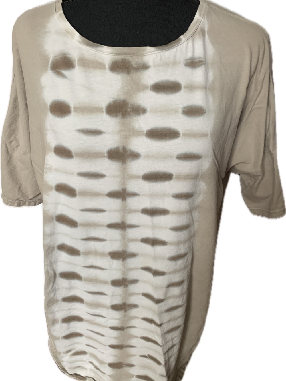 J. Jill Beige and White Tie-Dye Short Sleeve Tunic